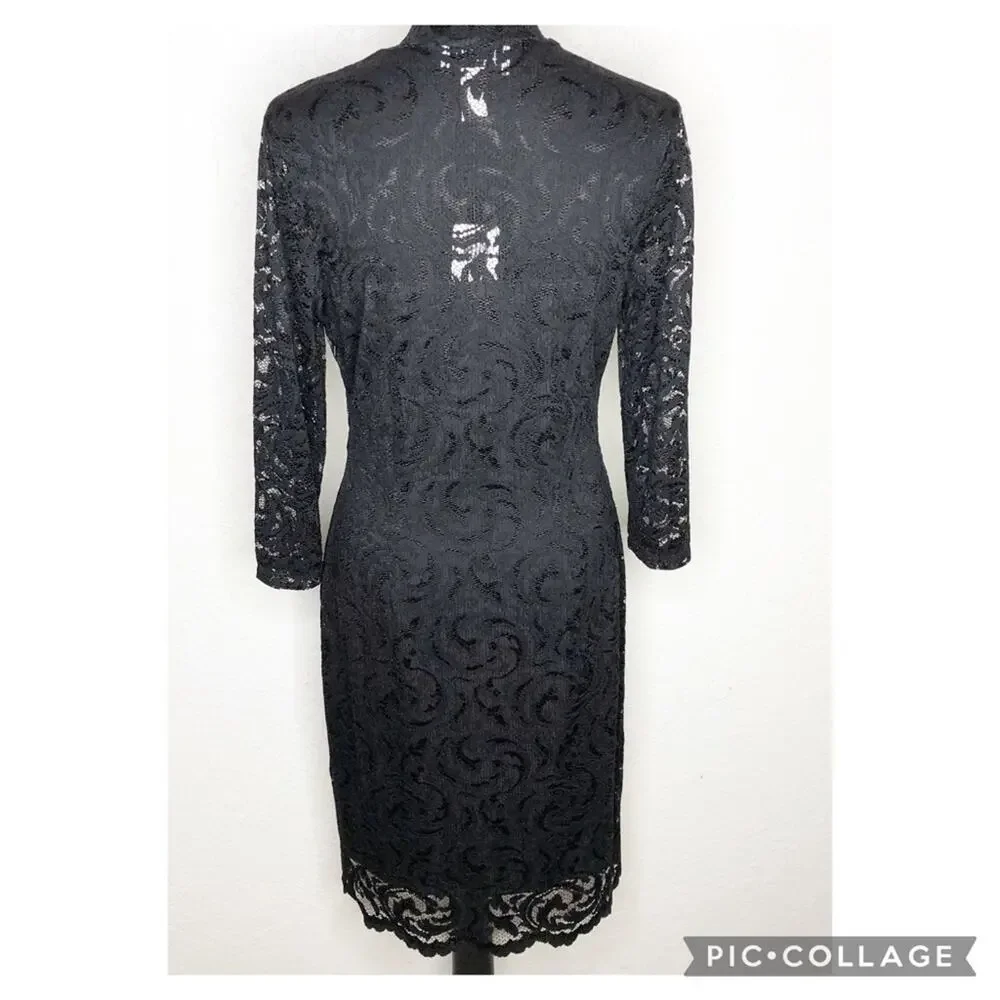 Joseph Ribkoff black lace overlay dress size 10 NWT classic elegant cocktail